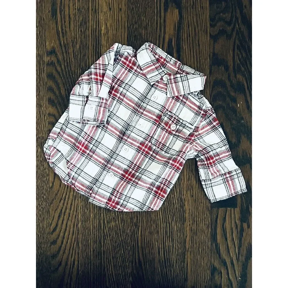 GYMBORee 0-3 Months 3-piece Bundle Knit Top, Flannel Shirt and Denim Bottoms BUY